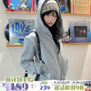 local 復古基礎純色拉鏈衛衣刺繡寬松百搭外套 aliens外星沙龍美式