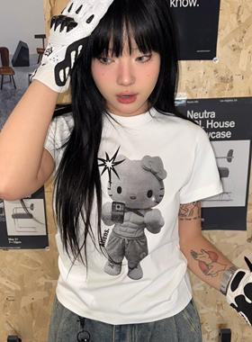 local aliens外星沙龙美式复古正肩短袖T恤卡通印花显瘦百搭半袖