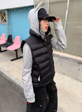 local aliens外星沙龙美式复古立领排骨棉马甲百搭保暖无袖坎肩