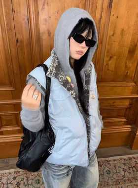 local aliens外星沙龙美式复古双面穿羊羔毛棉马甲费尔岛叠穿外套