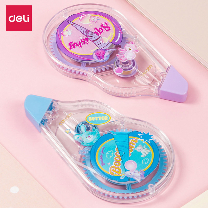 得力修正带高颜值改正带按动大容量涂改带学生用可爱少女修正带