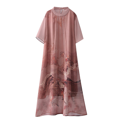 妈妈夏装气质国风改良旗袍雪纺裙