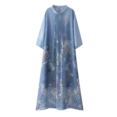 妈妈夏装改良旗袍雪纺连衣裙