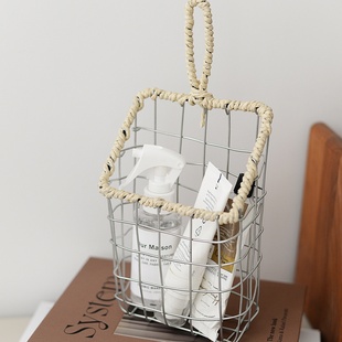 铁丝编制收纳筐壁挂篮收纳篮杂物储物杂志书架面包篮便捷厨房编织