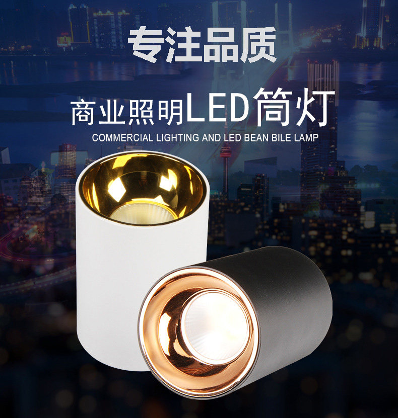 LED商用明装筒灯北欧COB射灯过道玄关射灯个性服装店照明客厅背景,家装灯饰光源,明装筒灯,淘宝优惠券,粉丝福利购,淘宝优惠卷