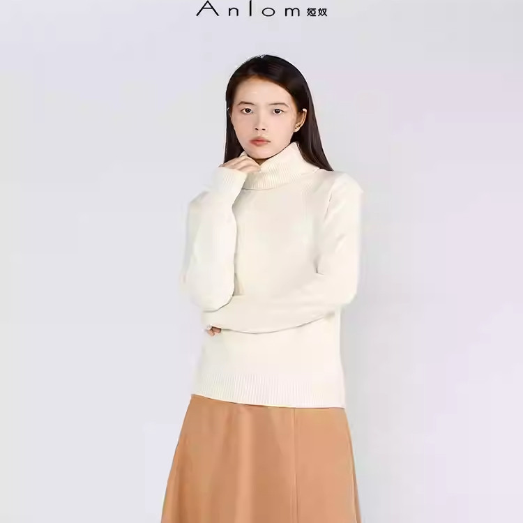 Anlom娅奴绵羊毛+牦牛绒+山羊绒高龄套头打底单穿毛衣