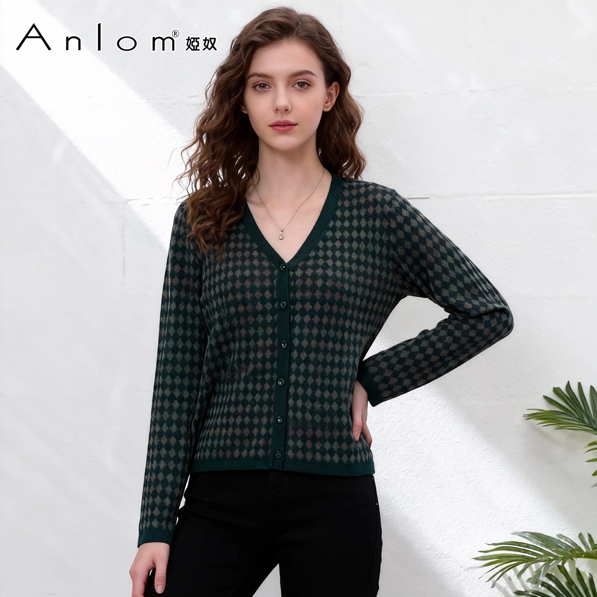 Anlom/娅奴百分百桑蚕丝春毛针织衫