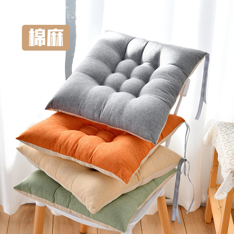 亚麻布加厚坐垫椅子椅垫办公室四季学生秋冬凳子地上垫子屁股屁垫