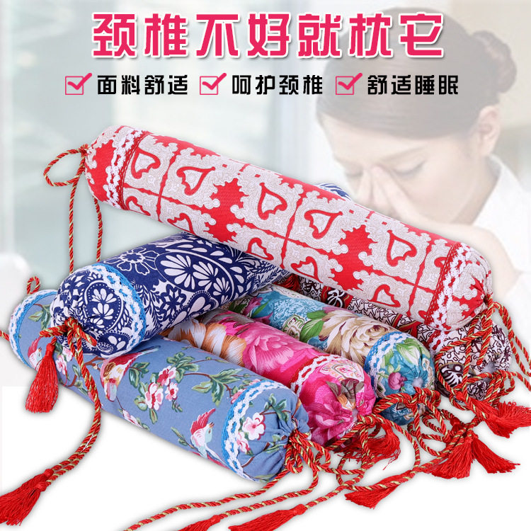 厂家棉粗布荞麦颈椎枕头枕头套老粗布宫廷糖果枕套护颈枕套手提袋