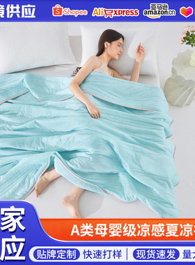 temu希音跨境夏凉被轻奢冰丝夏被凉感丝空调被夏季礼品被子