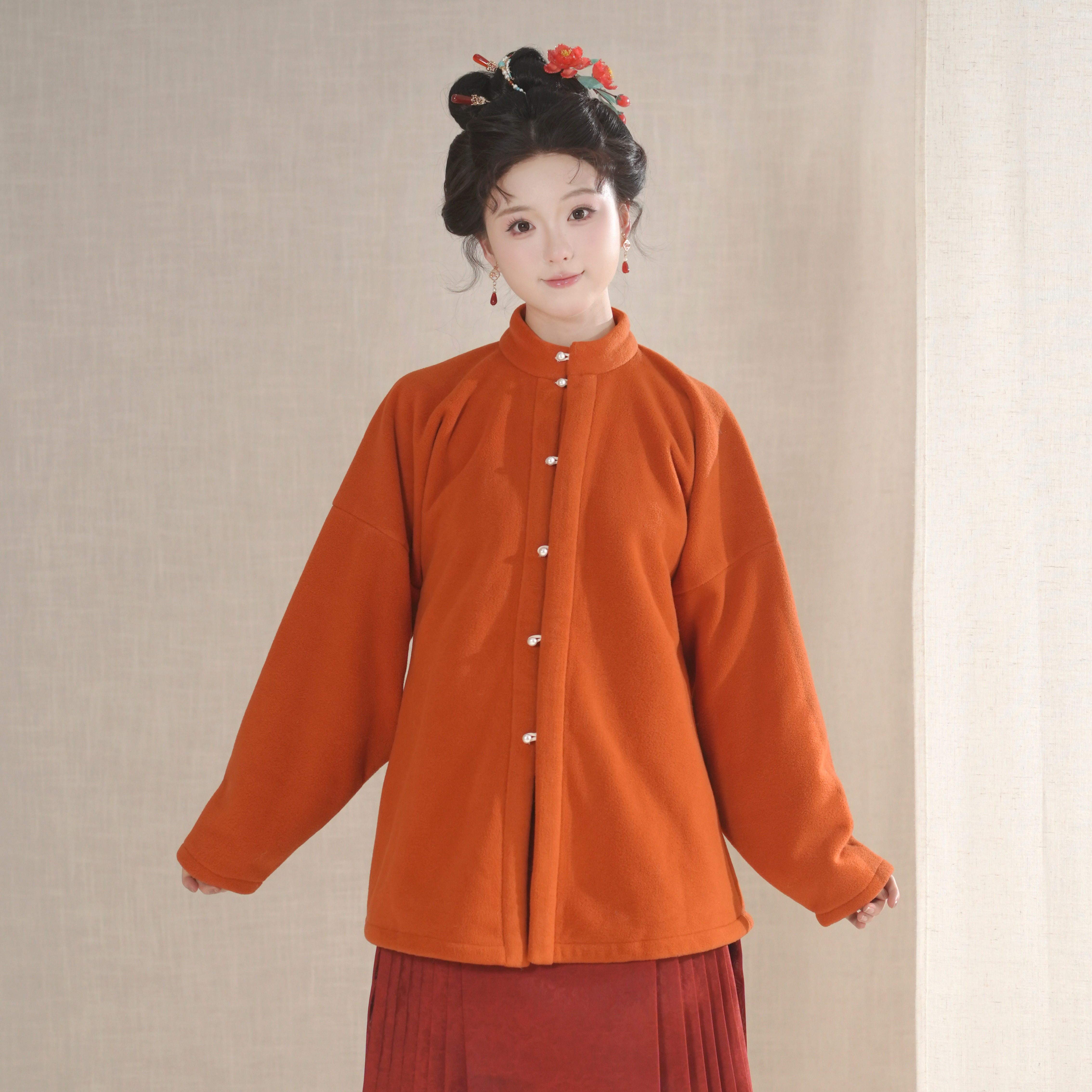 汉墨记昭君袄绒立领对襟弓袋袖加绒通勤日常汉服明制内搭汉服冬女,女装/女士精品,汉服上装,淘宝优惠券,粉丝福利购,淘宝优惠卷