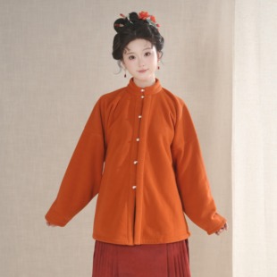 汉墨记昭君袄绒立领对襟弓袋袖加绒通勤日常汉服明制内搭汉服冬女