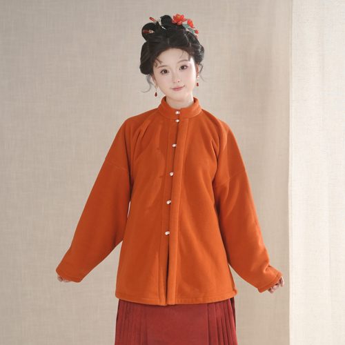 汉墨记昭君袄绒立领对襟弓袋袖加绒通勤日常汉服明制内搭汉服冬女