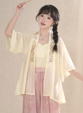 汉墨记无尽夏原创汉服夏季短袖日常通勤灯笼裤天丝明制半袖合领衫