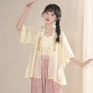 汉墨记无尽夏原创汉服夏季短袖日常通勤灯笼裤天丝明制半袖合领衫