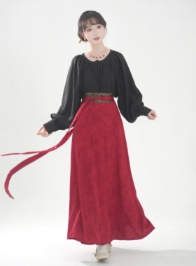 汉墨记【春来】汉服唐制鸡心领日常通勤汉元素女一片式八破裙春秋