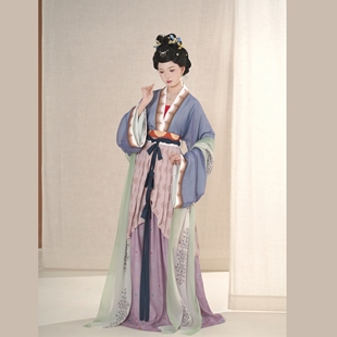 汉墨记复原百美图仕女图国风仿古画短衫 褶裙围裳宋制神仙服汉服女