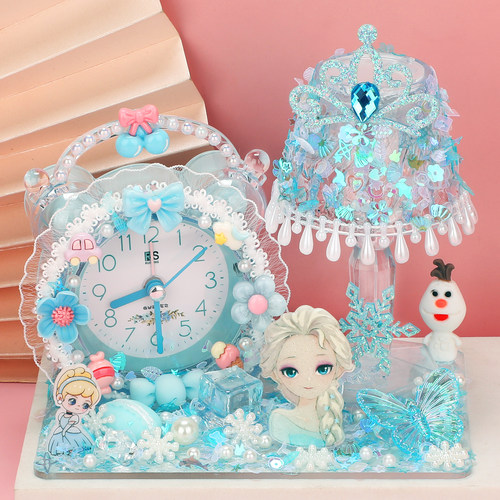 创意diy闹钟小夜灯材料包儿童手工制作奶油胶时钟摆件生日礼物