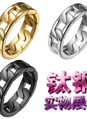 钛钢指环男女介只戒子食指首饰镀