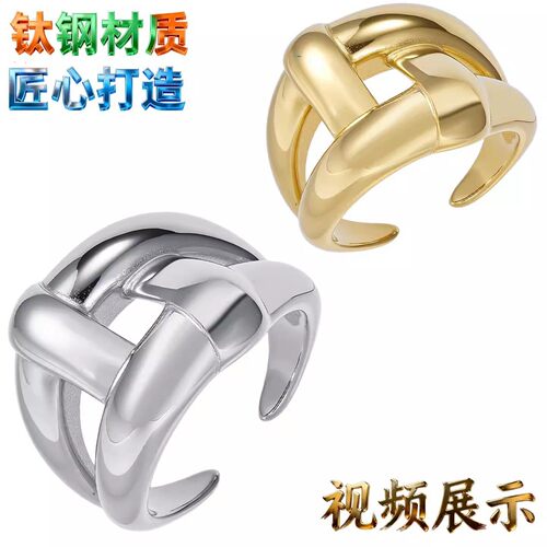 光面钛钢金色戒指女小众手饰品高
