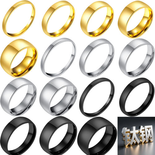 情侣小号对戒ring光面简约指环钛