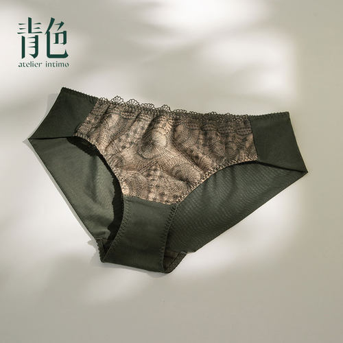 青色波斯中低腰三角裤女