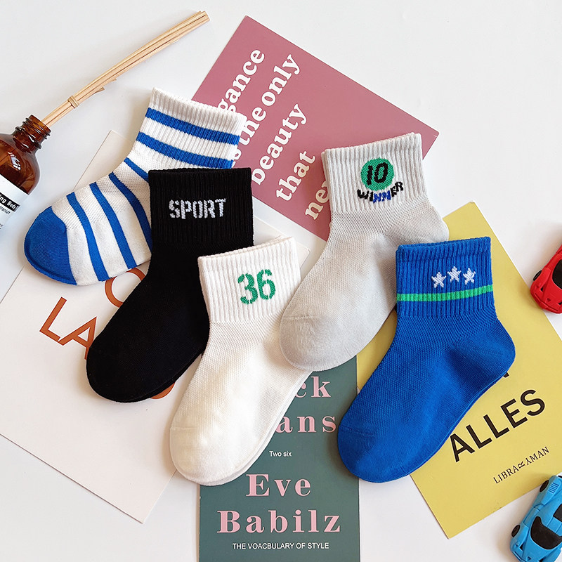 儿童袜子春夏季薄款网面透气吸汗韩版学院风男女童学生运动短筒袜
