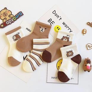 爱嘀嗒儿童袜子春夏季薄款网面透气卡皮巴拉可爱男女童短筒潮棉袜