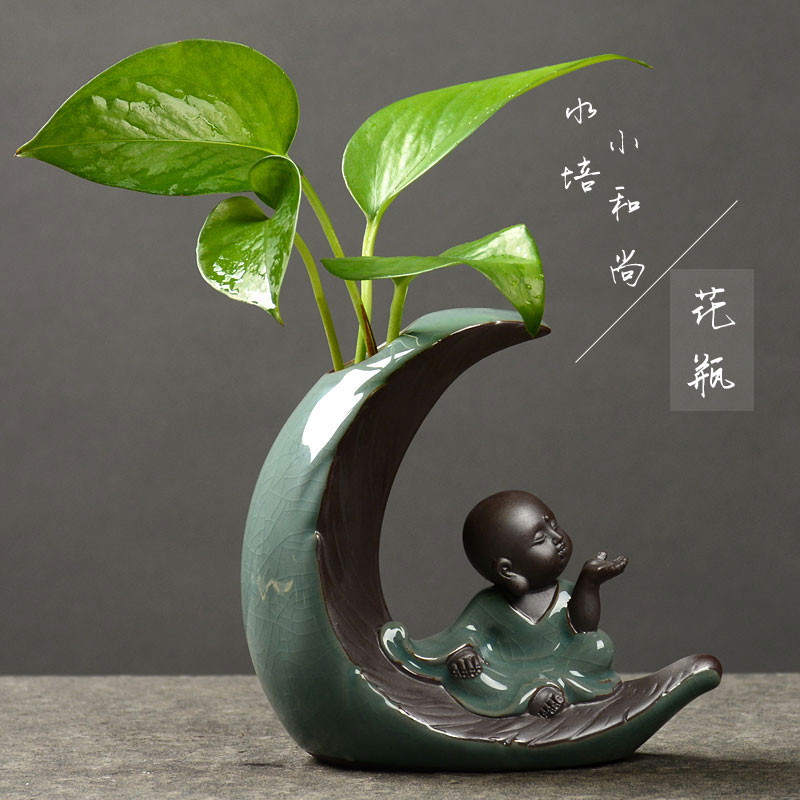 绿萝花瓶水养办公室装饰小清新