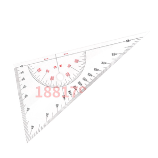 军绘35CM航海三角板海图三角尺距里尺战术船用三角板航海可测距三角板 标高尺军绘三角板对数尺