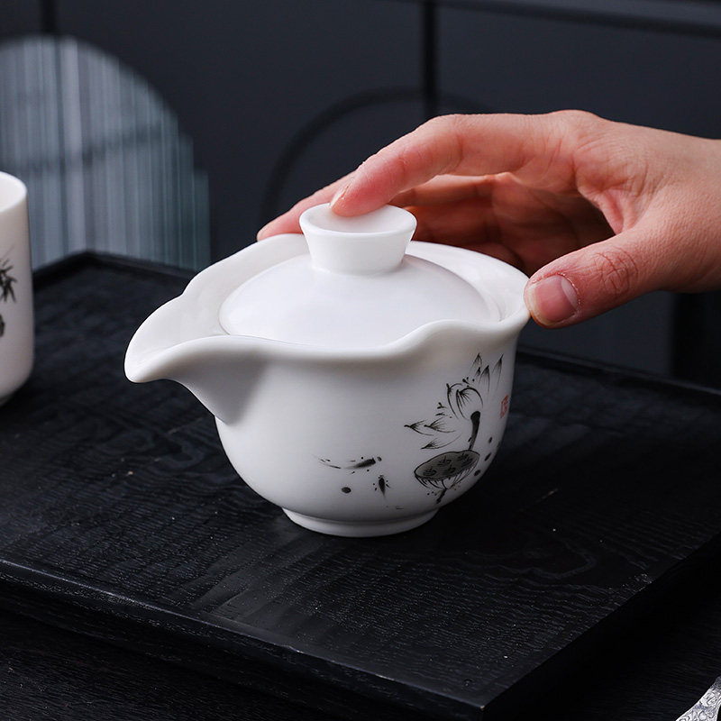 中式陶瓷小茶壶亚光手抓壶带过滤功夫茶具配件家用个人喝茶泡茶器