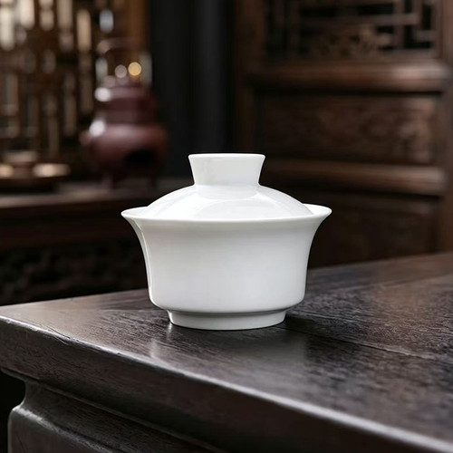 青瓷盖碗功夫陶瓷茶具配件三才盖碗简约个人喝茶杯家用小泡茶器