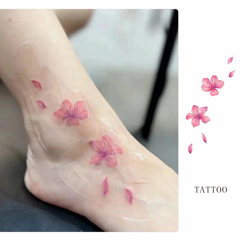 樱花落九天 纹身贴彩色防水持久原创逼真唯美日系脚踝纯欲风可洗