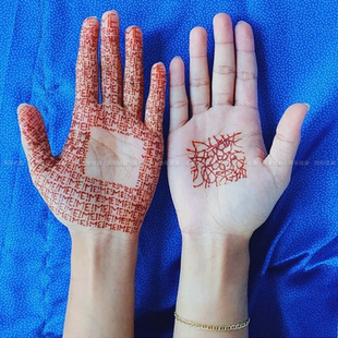 红色海娜手绘膏 正品golecha植物海纳纹身膏彩绘膏防水送笔模板