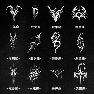 十二星座防水半永久不反光纹身贴