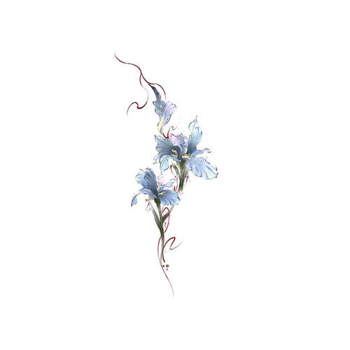 ins风鸢尾花唯美高颜值彩色纹身贴防水持久甜酷手臂小众网红同款