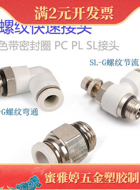 G螺纹快速接头SL6-G01 PL4-M5 PC8-01G 8-G02外螺纹直通PC10-G02