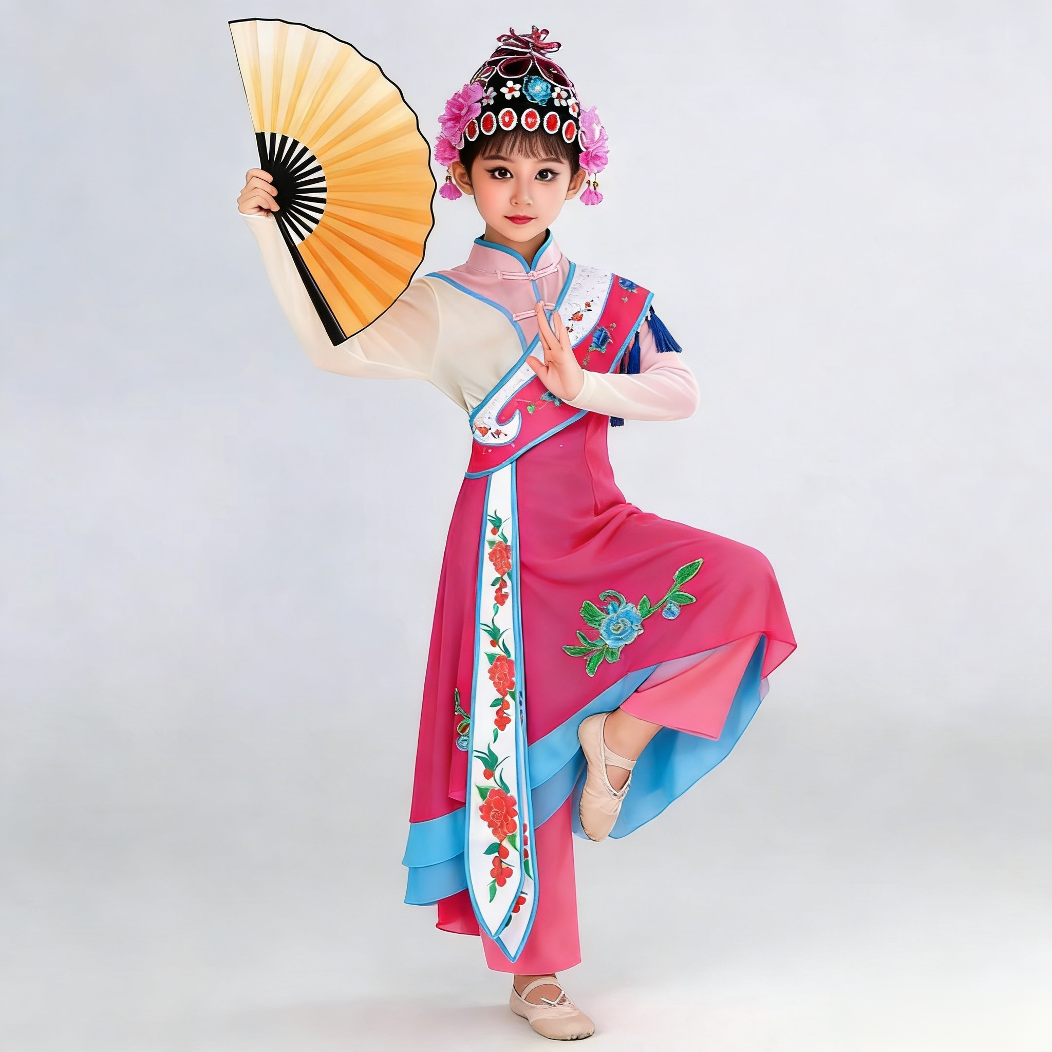 戏曲俏花旦儿童演出服梨园小花旦戏服心有翎兮赤伶舞蹈服京剧服装