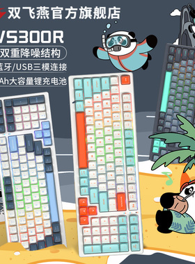 双飞燕FWS300R无线2.4G蓝牙有线三模游戏机械键盘电竞充电PBT轻音