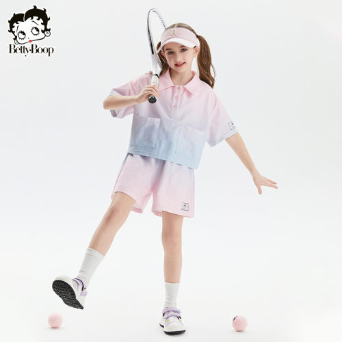 贝蒂童装女童韩版速干短袖T恤短裤套装2025年夏季儿童大童两件套
