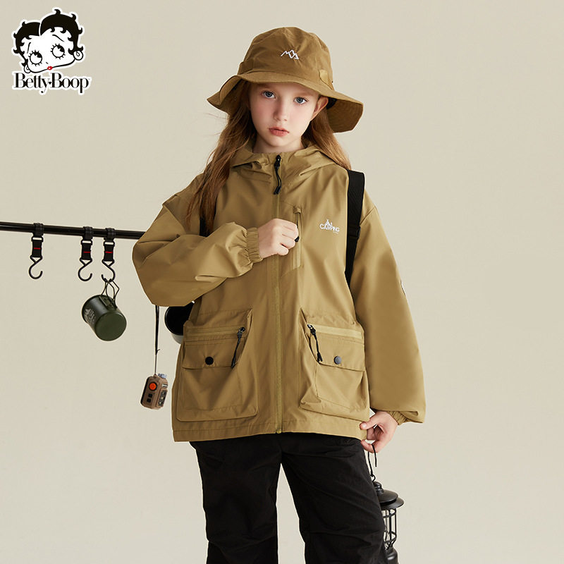 贝蒂女童春装防水冲锋外套春秋韩版童装洋气儿童户外运动潮牌上衣