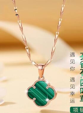 vana四叶草999纯银项链女