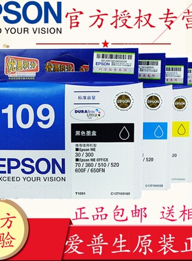 爱普生109墨盒爱普生Epson ME30 300 70 360 510 520 600F 650FN 700fw me1100爱普生 t1091黑色彩色青色墨盒
