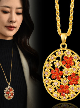 法国IDee秋冬长款毛衣链项链女时尚水晶个性气质吊坠 欧美饰品