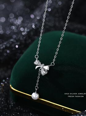 云小舒s925纯银蝴蝶结项链女时尚
