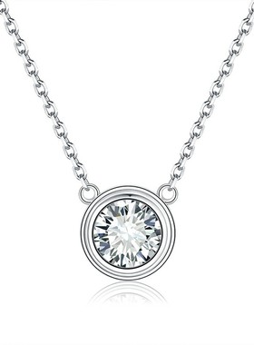 经典50分单钻圆泡小飞碟单钻泡泡锁骨链莫桑钻银镀18k金o字链