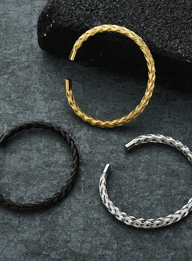 不锈钢编织网手镯麻花辫钢丝开口手镯钛钢饰品现货