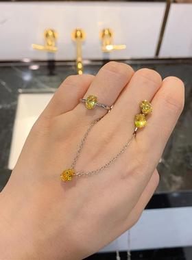 珠宝彩宝款欧美流行高碳仿真黄钻6*8旦形戒子戒指