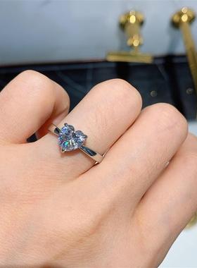 珠宝 彩宝款欧美流行高碳仿真白钻8*8心型戒指首饰