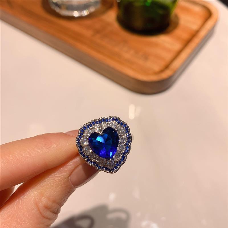 珠宝欧美气质女首饰复古戒指彩宝款 爱心戒指10*10